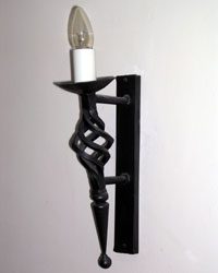 Hand forged wrought iron Lavant single cage point and ball wall light