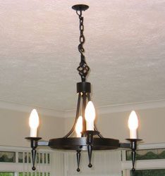 Hand forged wrought iron Aldwick smooth point and ball 4 light chandelier