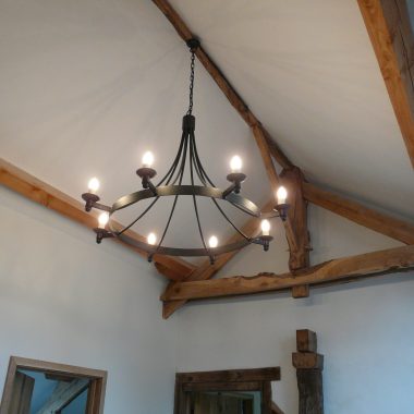 Hand forged wrought iron Pagham ball only 8 light chandelier