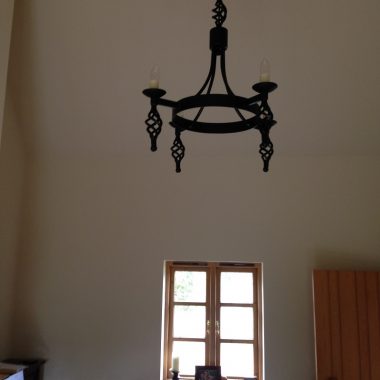 Hand forged wrought iron Runcton cage and ball 4 light chandelier