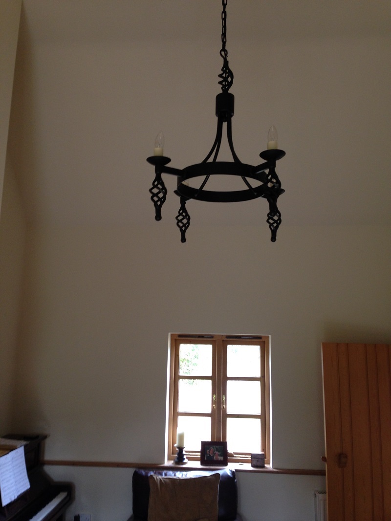 Hand forged wrought iron Runcton cage and ball 4 light chandelier