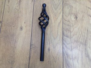 Hand forged wrought iron Cage and ball curtain pole finial