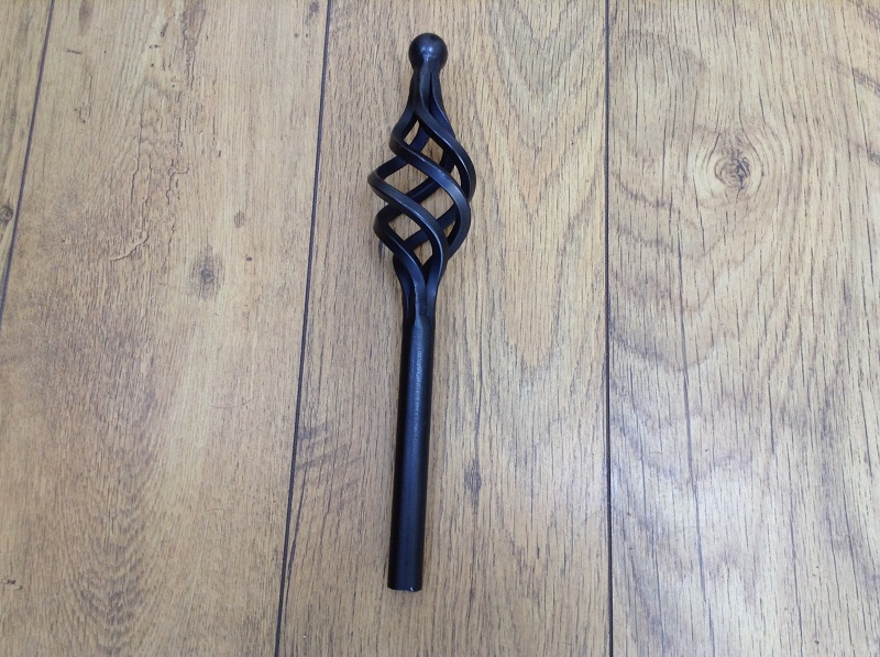 Hand forged wrought iron Cage and ball curtain pole finial