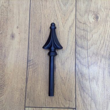 Hand forged wrought iron Gothic point curtain pole finial